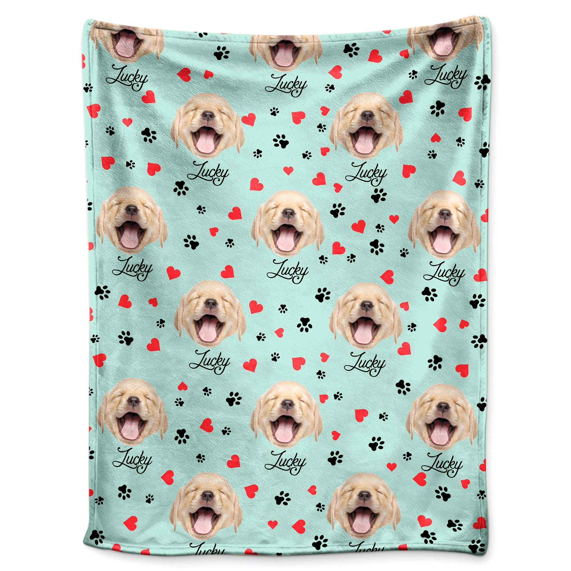 Personalized Dog Face And Paws Cozy Blanket