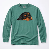 Black And Tan Cavalier Face Comfort Color Unisex Long Sleeve T-shirt