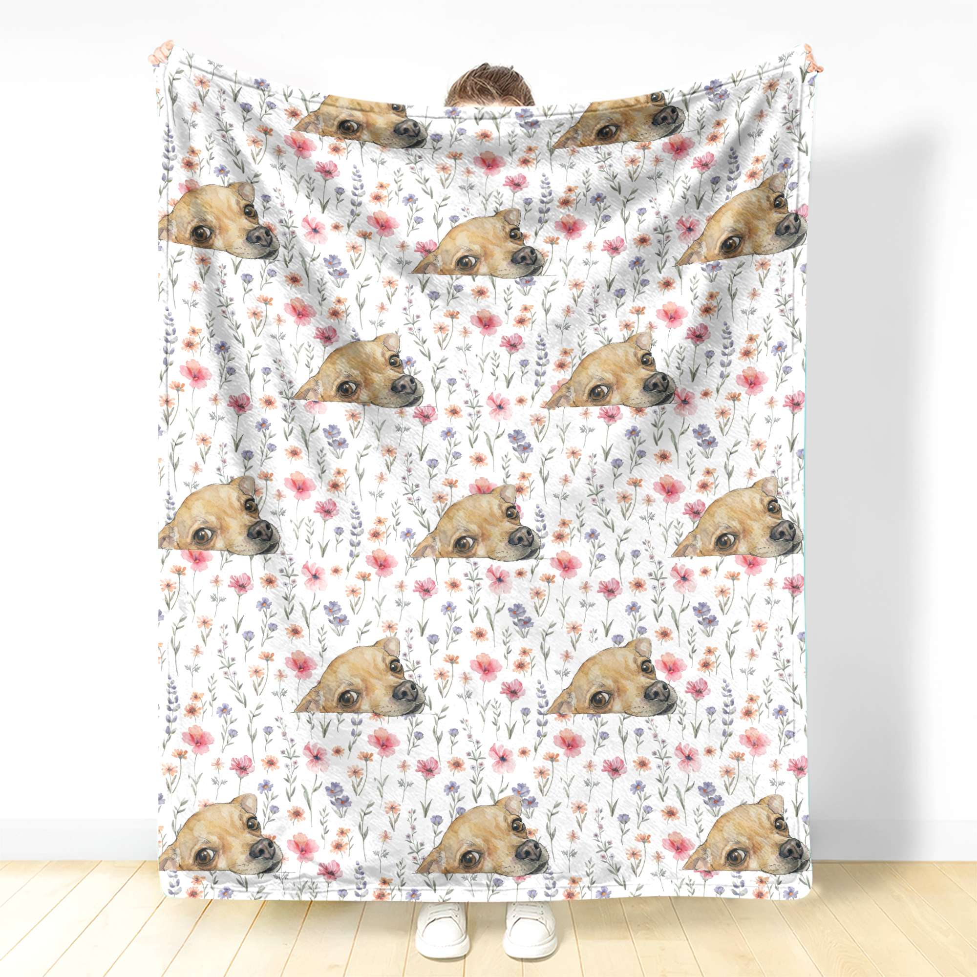 Chihuahua Floral Cozy Blanket