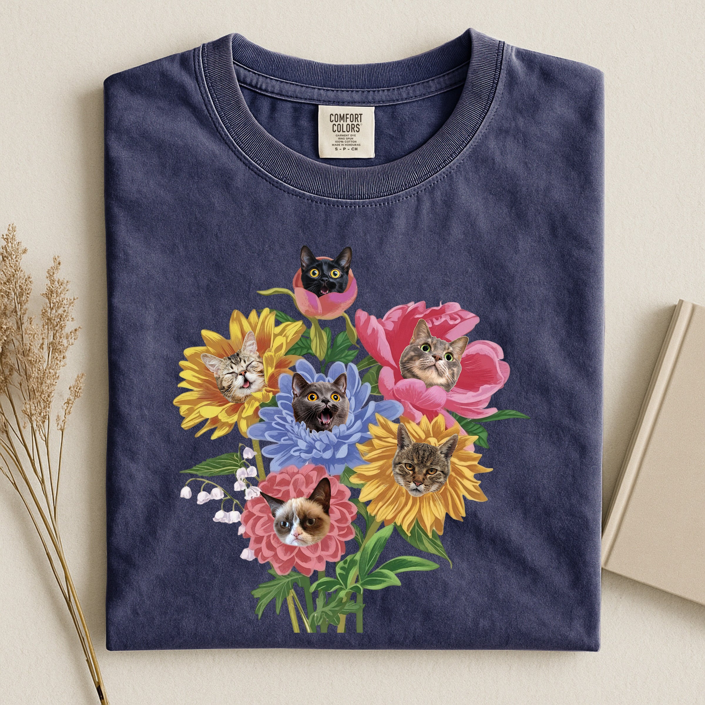 Cat Flower Bouquet Comfort T-shirt