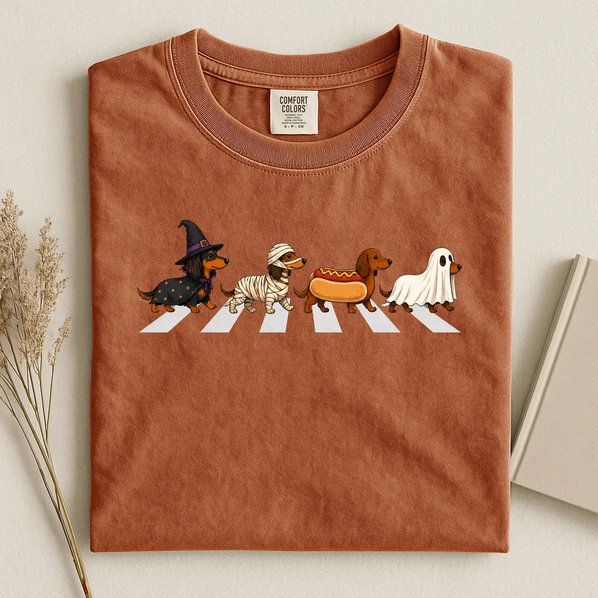 Halloween Dachshund Costumes Comfort Color Unisex T-shirt.