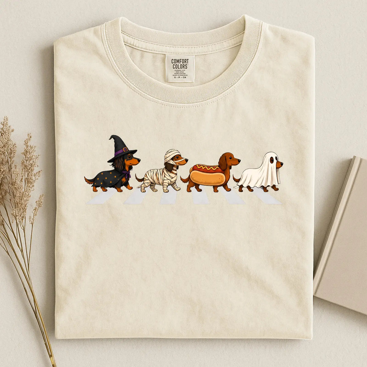 Halloween Dachshund Costumes Comfort Color Unisex T-shirt.