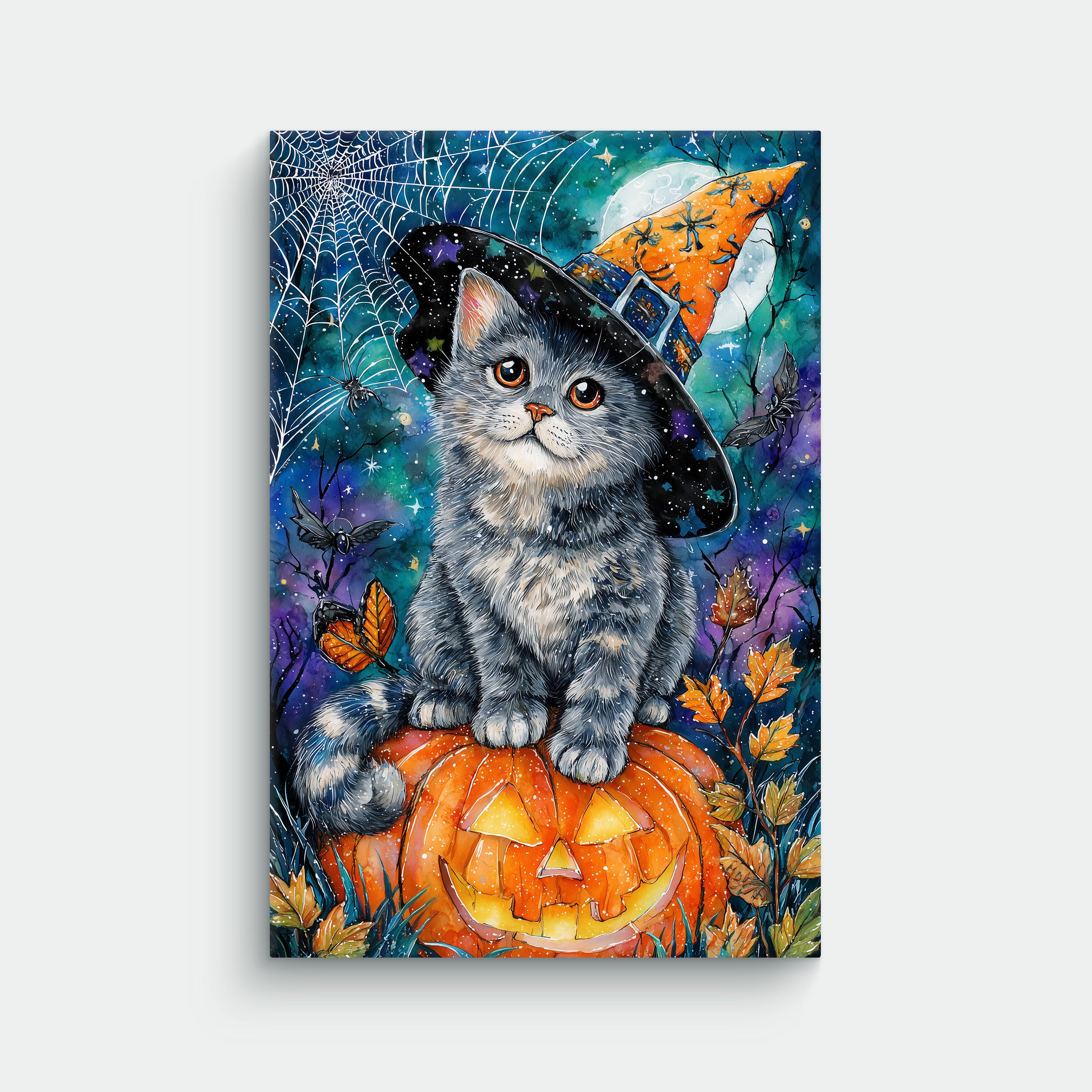 Cat Colorful Halloween Canvas - Best Cat Canvas