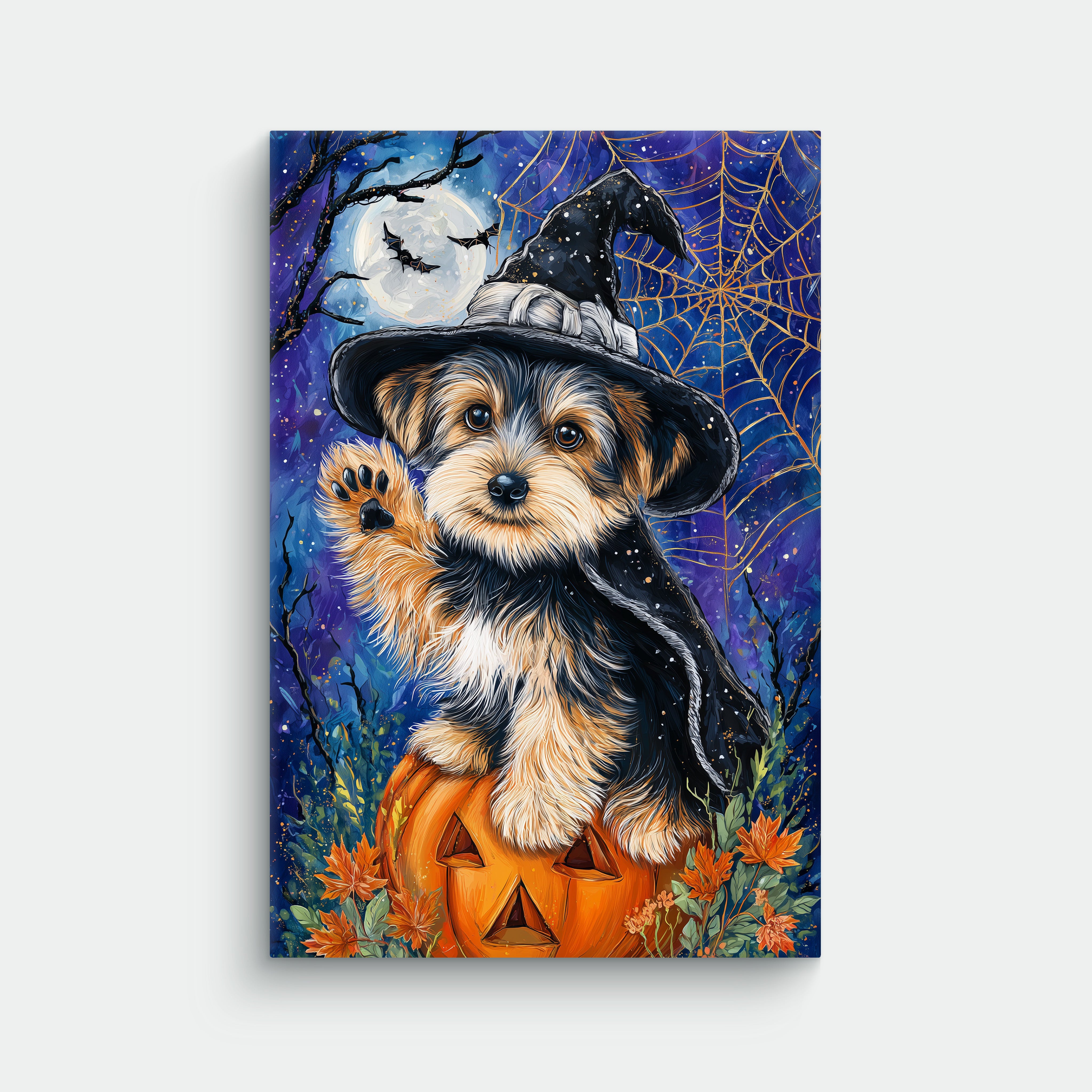 Yorkie Colorful Halloween Canvas - Best dog Canvas