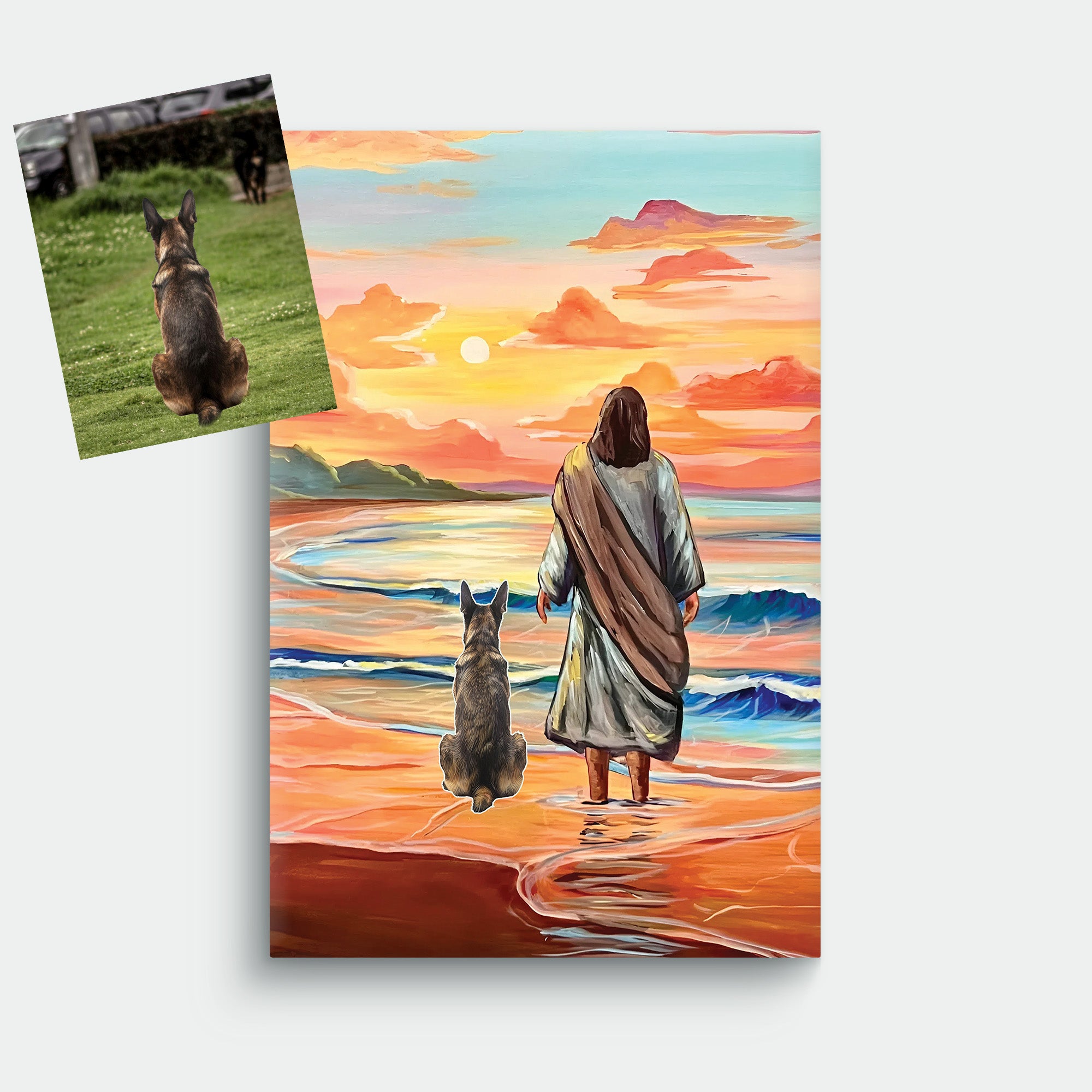Custom Dog Canvas, Jesus On The Beach