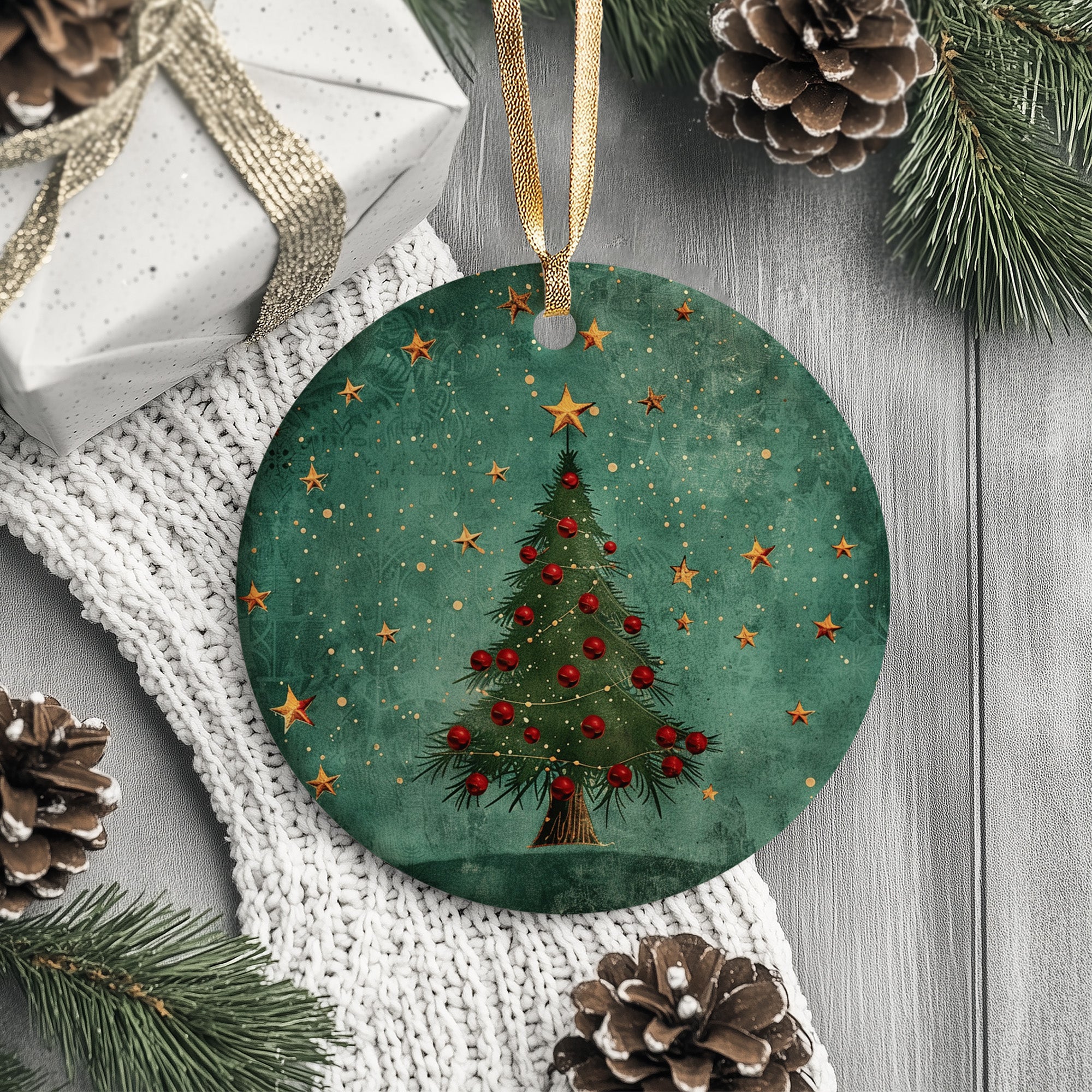 Green Christmas Tree Ornament - Christmas Ornament